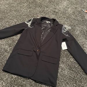 Black blazer with fringe detail